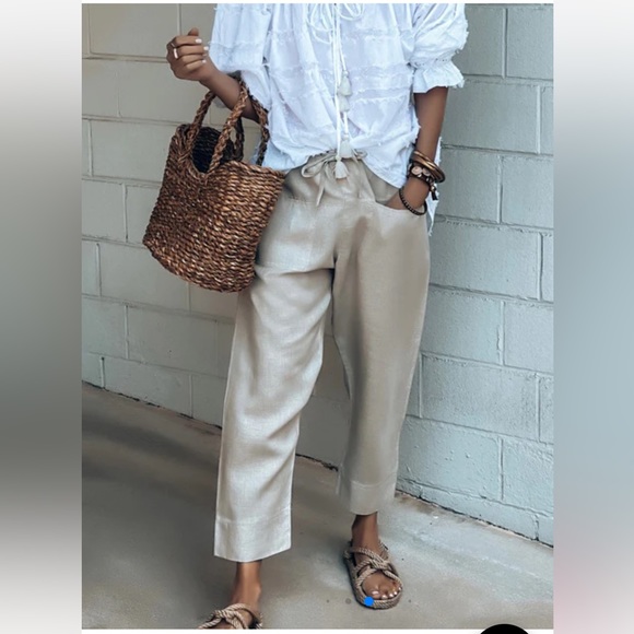 100% linen fisherman pants - Picture 2 of 15